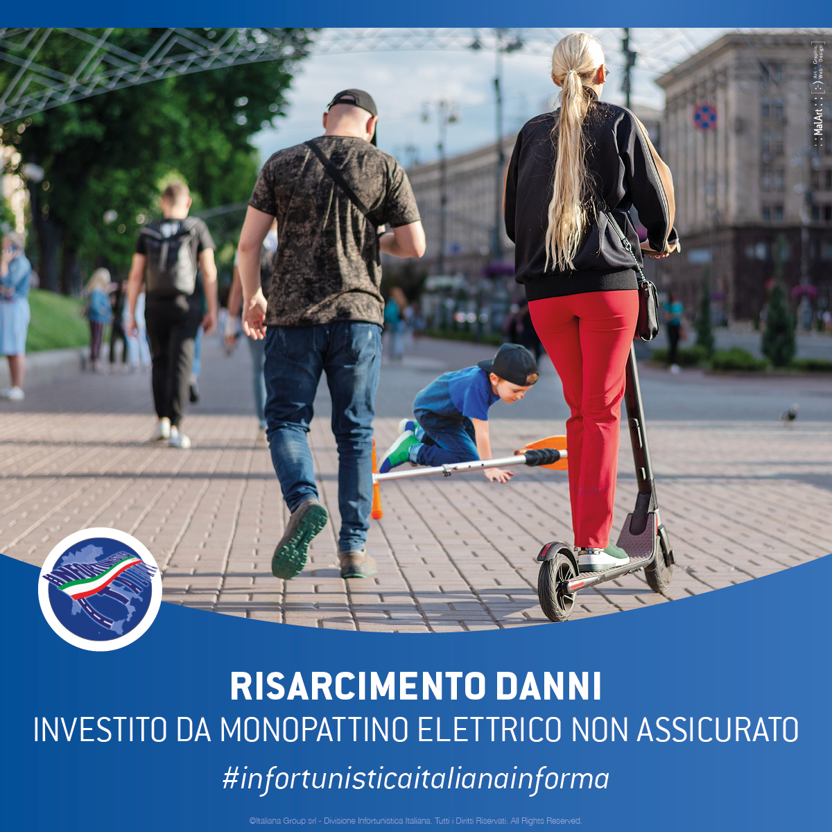 Investito da monopattino elettrico non assicurato