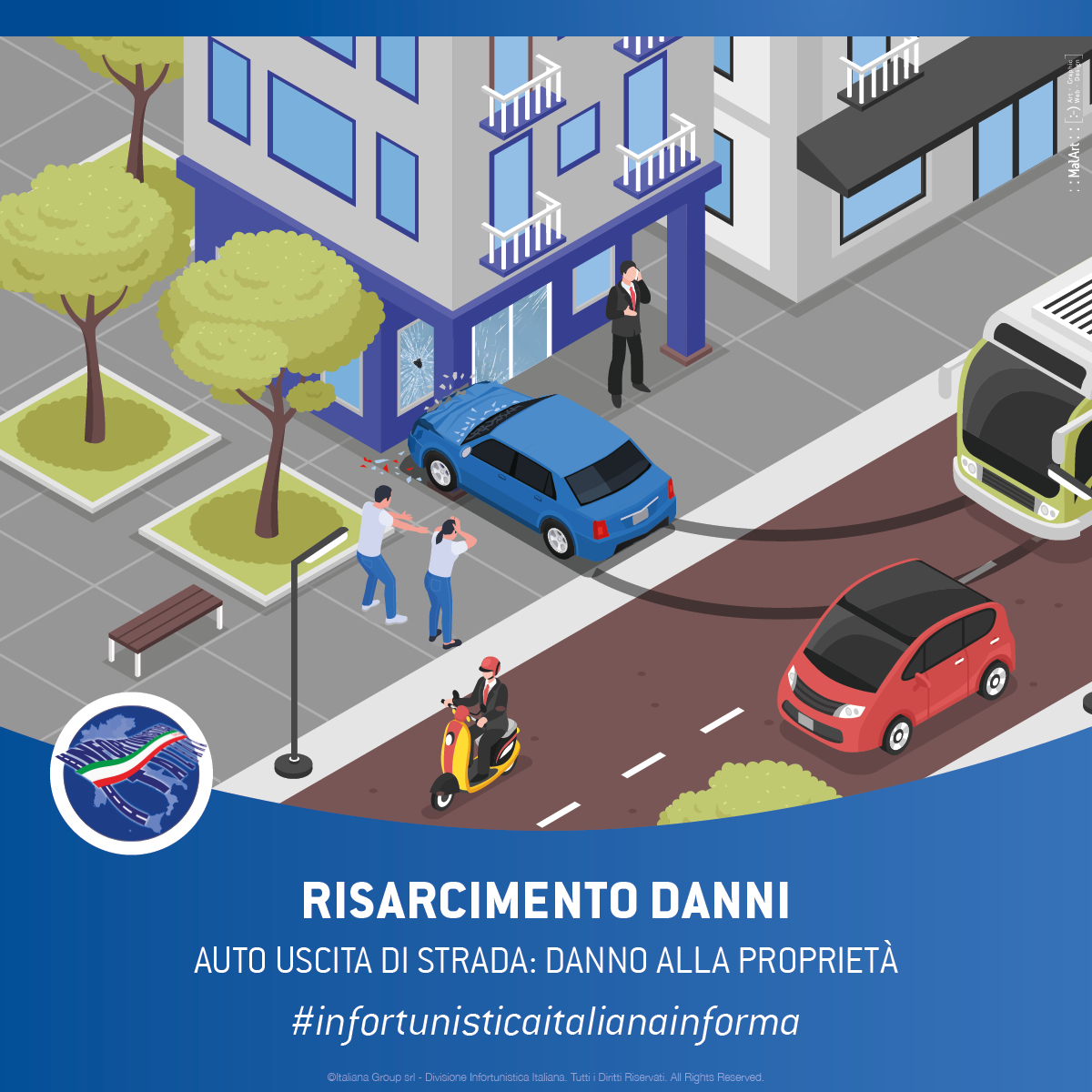 Auto uscita di Strada: Danni alla Proprietà